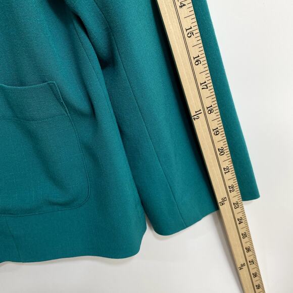 Norm Thompson Blazer Women's Size Large Green One Botton Suit Career Job Church - Picture 7 of 9